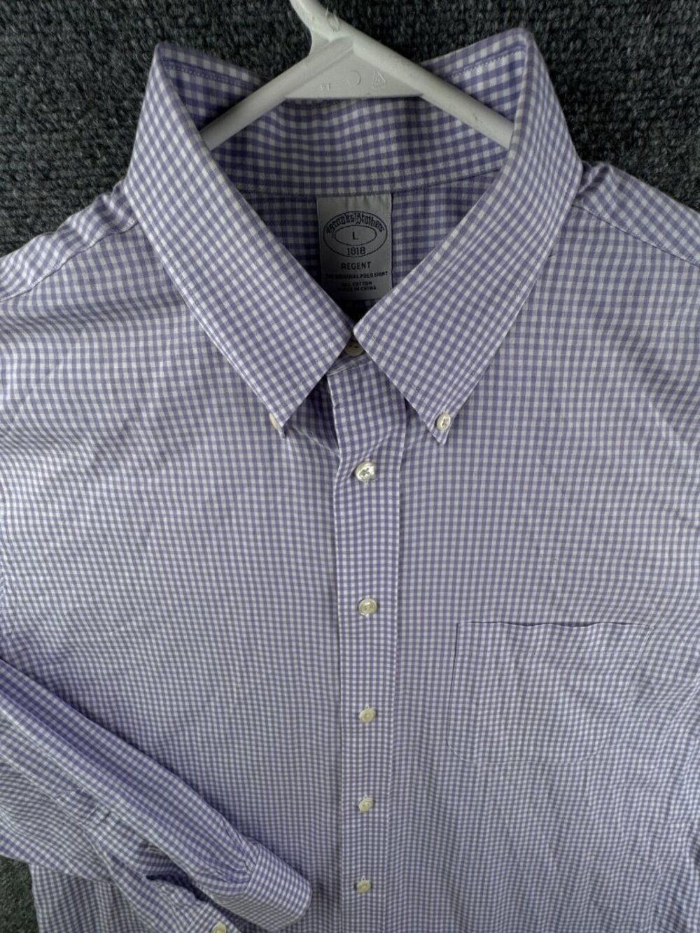 Brooks Brothers Large Purple Check Regent Button Up Shirt Long Sleeve Adult Men